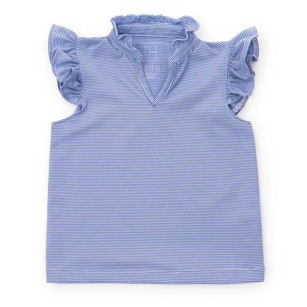 LIla & Hayes LH Sport Girls Mia Long Sleeve Performance Ruffle Top - Light Blue main image 1