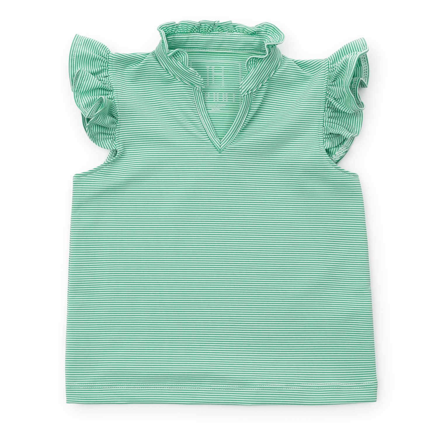 Ellie Girls' Sleeveless Performance Top by LH Sport Green Stripes