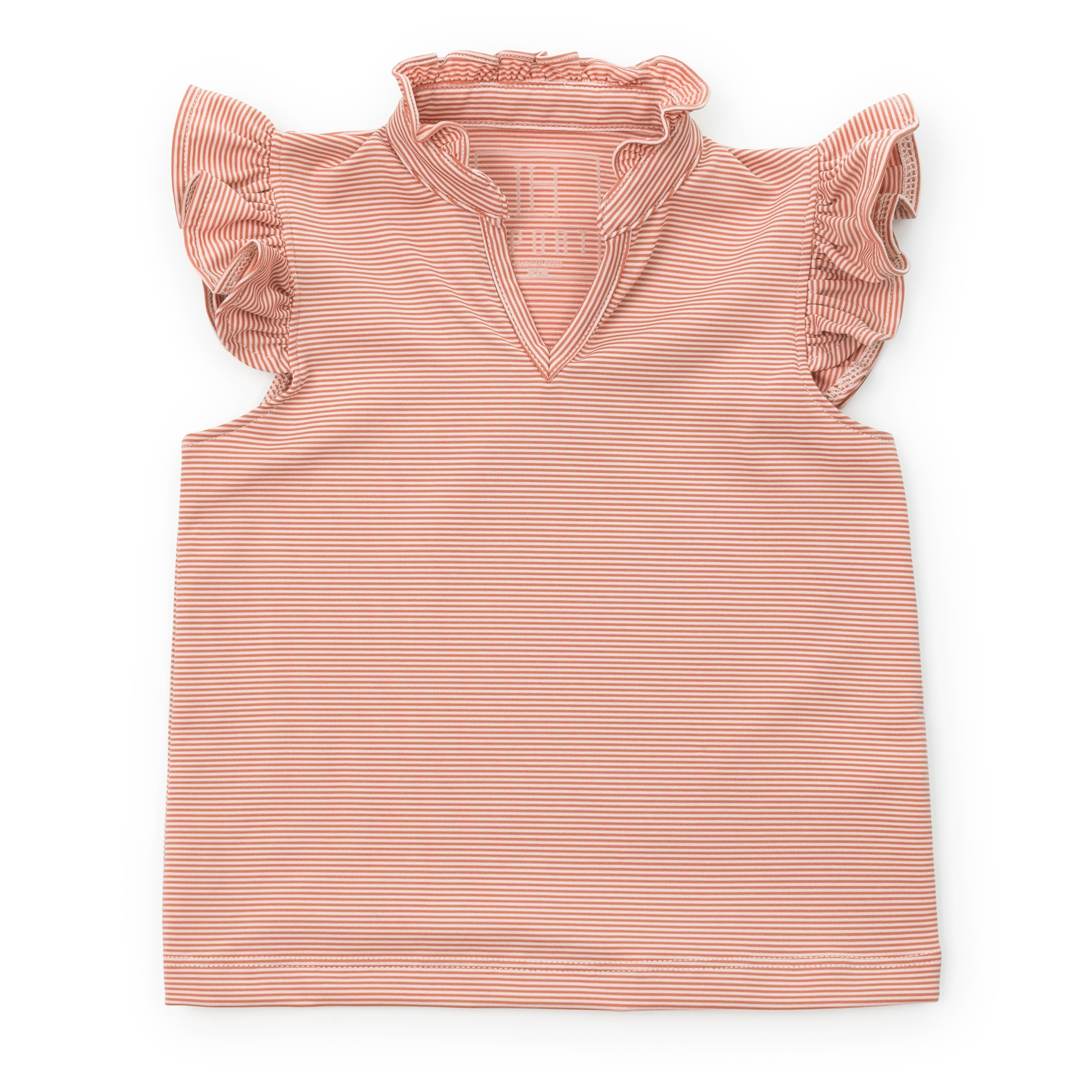 Ellie Girls' Sleeveless Performance Top by LH Sport Orange Stripes