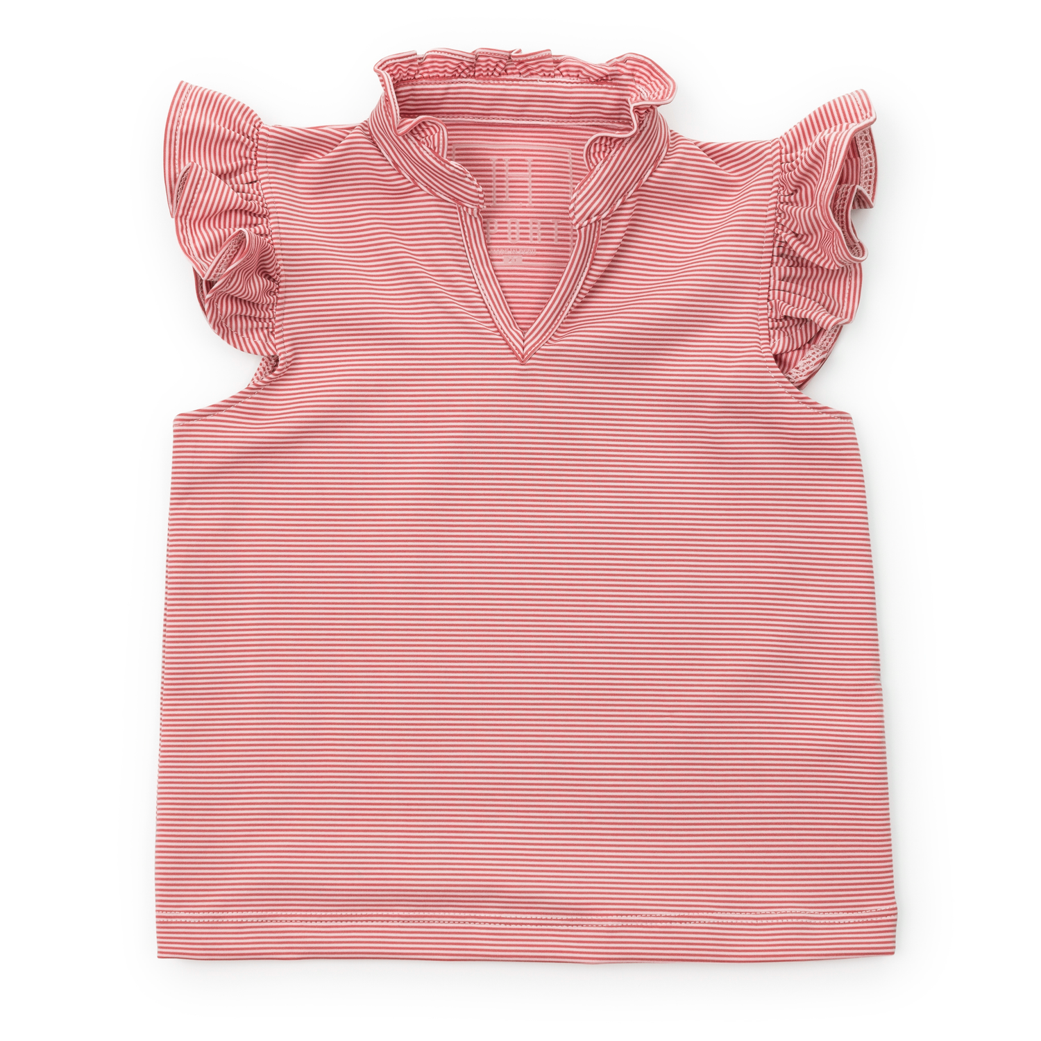 Ellie Girls' Sleeveless Performance Top by LH Sport Red Stripes