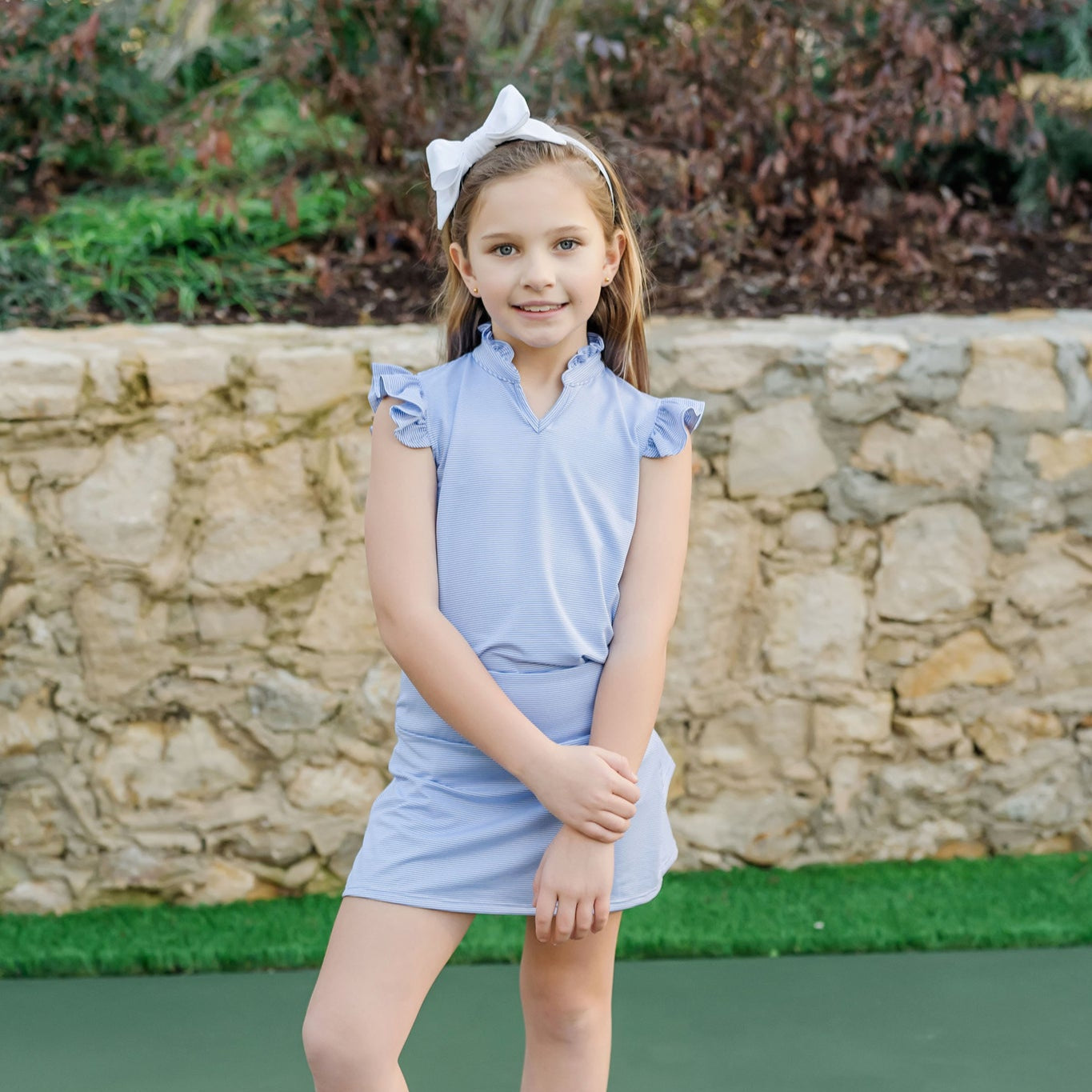 Buy Margot Girls' Performance Skirt by LH Sport Blue Stripes kids clothing online