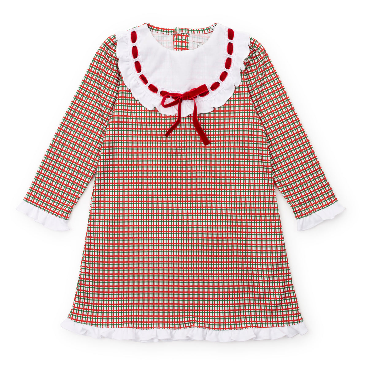 Everyday Emersyn Girls' Lace Trim Dress Holiday Plaid Kidswear