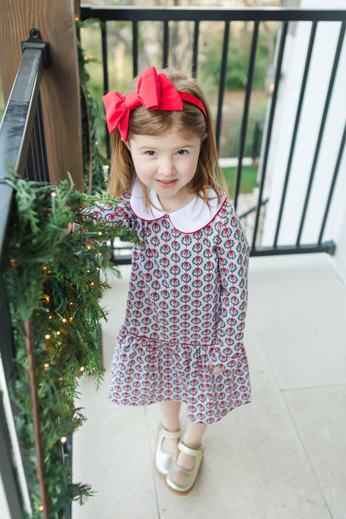 Lillian Girls' Dress Pink Wreaths outfit perfect for everyday wear