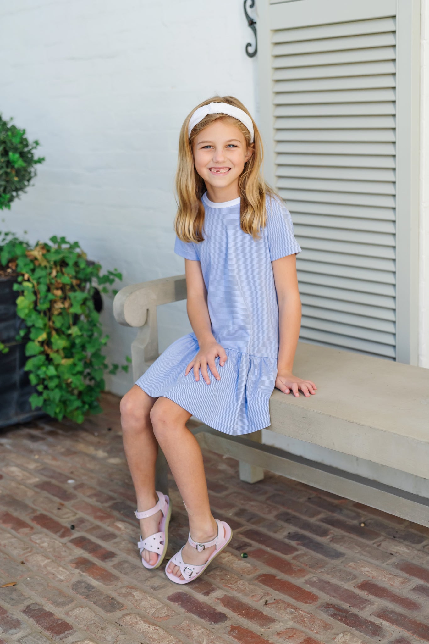 Lottie Girls' Dress - Blue Stripes dress for girls premium quality
