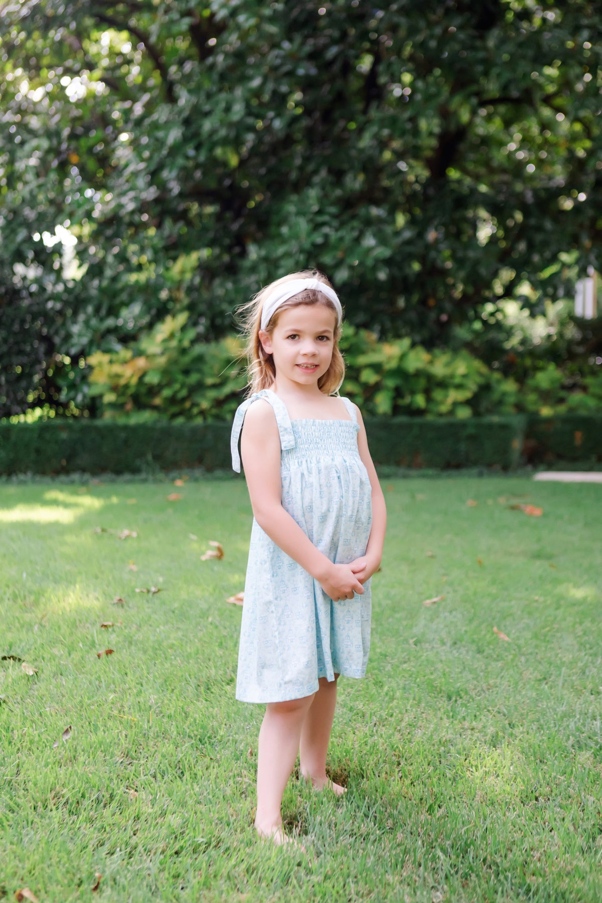 Betsy Girls' Woven Dress - Sandcastles Blue outfit perfect for everyday wear