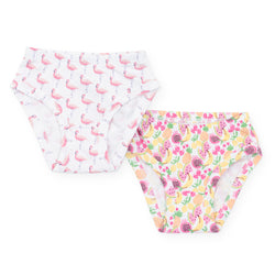 Lauren Girls' Pima Cotton Underwear Set - Fabulous Flamingos/Tropical Fruit