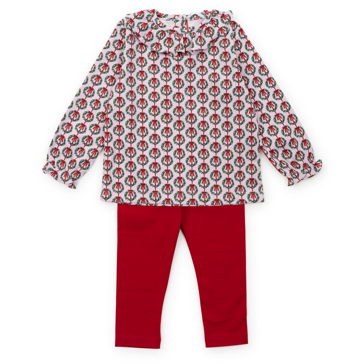 Lulu Girls' Legging Set Pink Wreaths