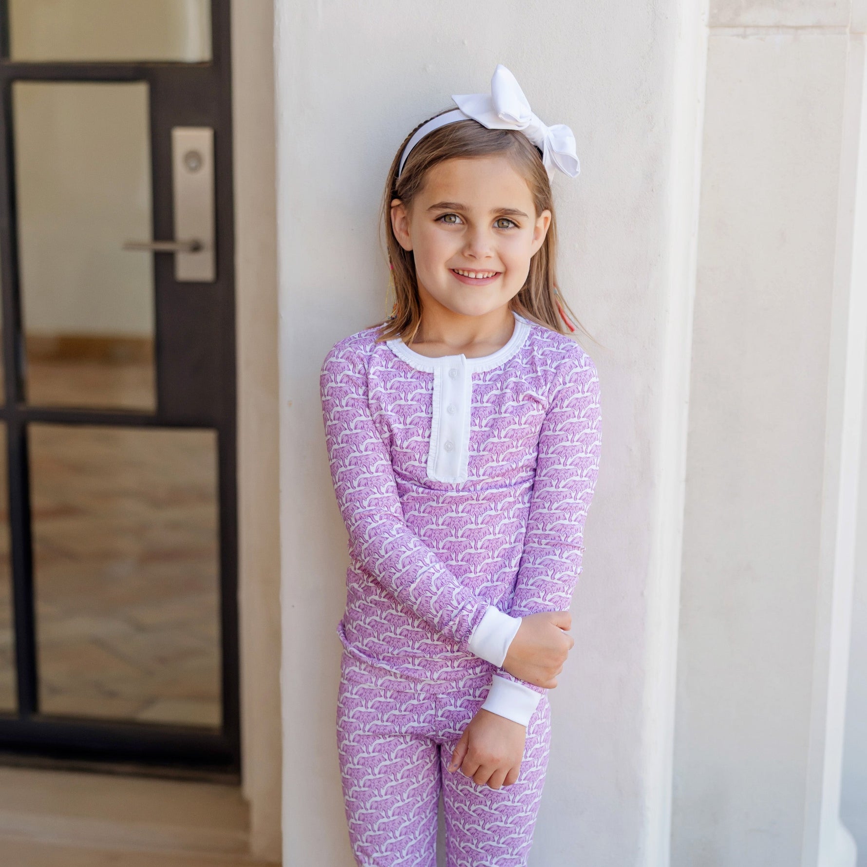 Buy Alden Girls' Pajama Pant Set - African Elephants Pink kids clothing online