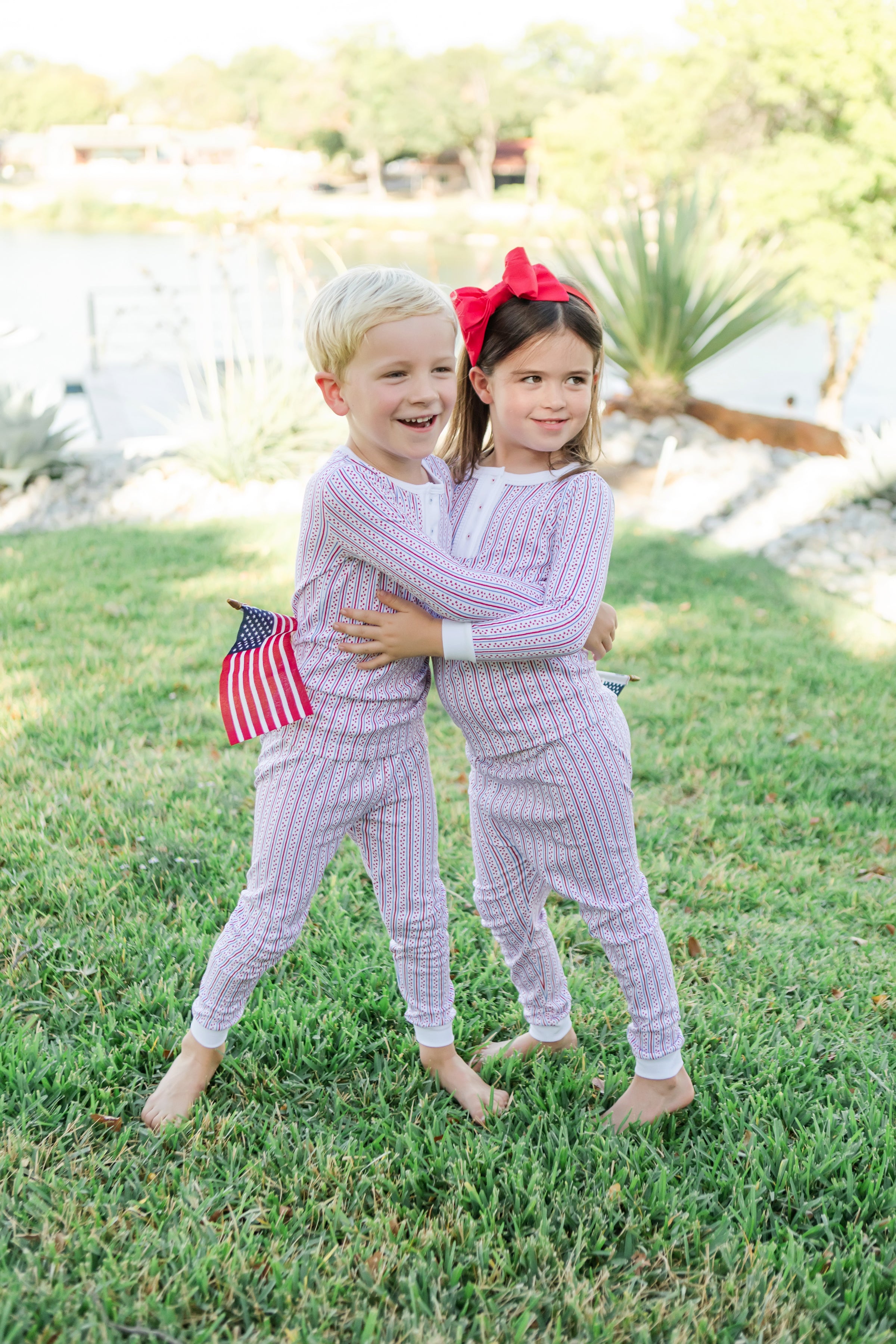 Alden Girls' Pima Cotton Pajama Pant Set - Stars and Stripes