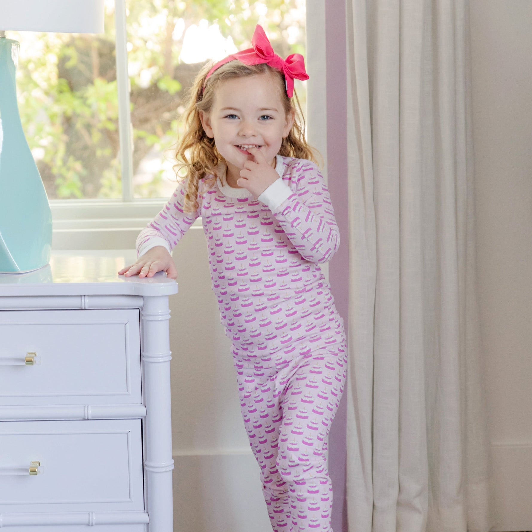 Ava Girls' Pajama Pant Set - Birthday Cake Pink stylish kids outfit collection
