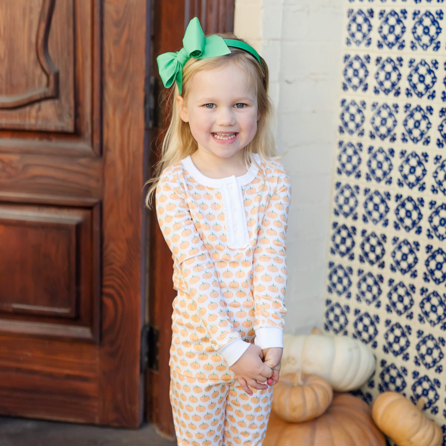 Alden Girls' Pajama Pant Set - Harvest Pumpkin dress for girls premium quality