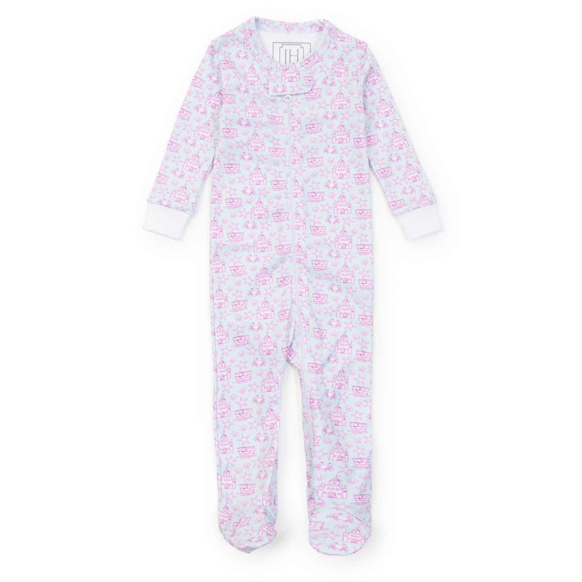 Everyday Parker Girls' Zipper Pajama - Sandcastles Pink Kidswear