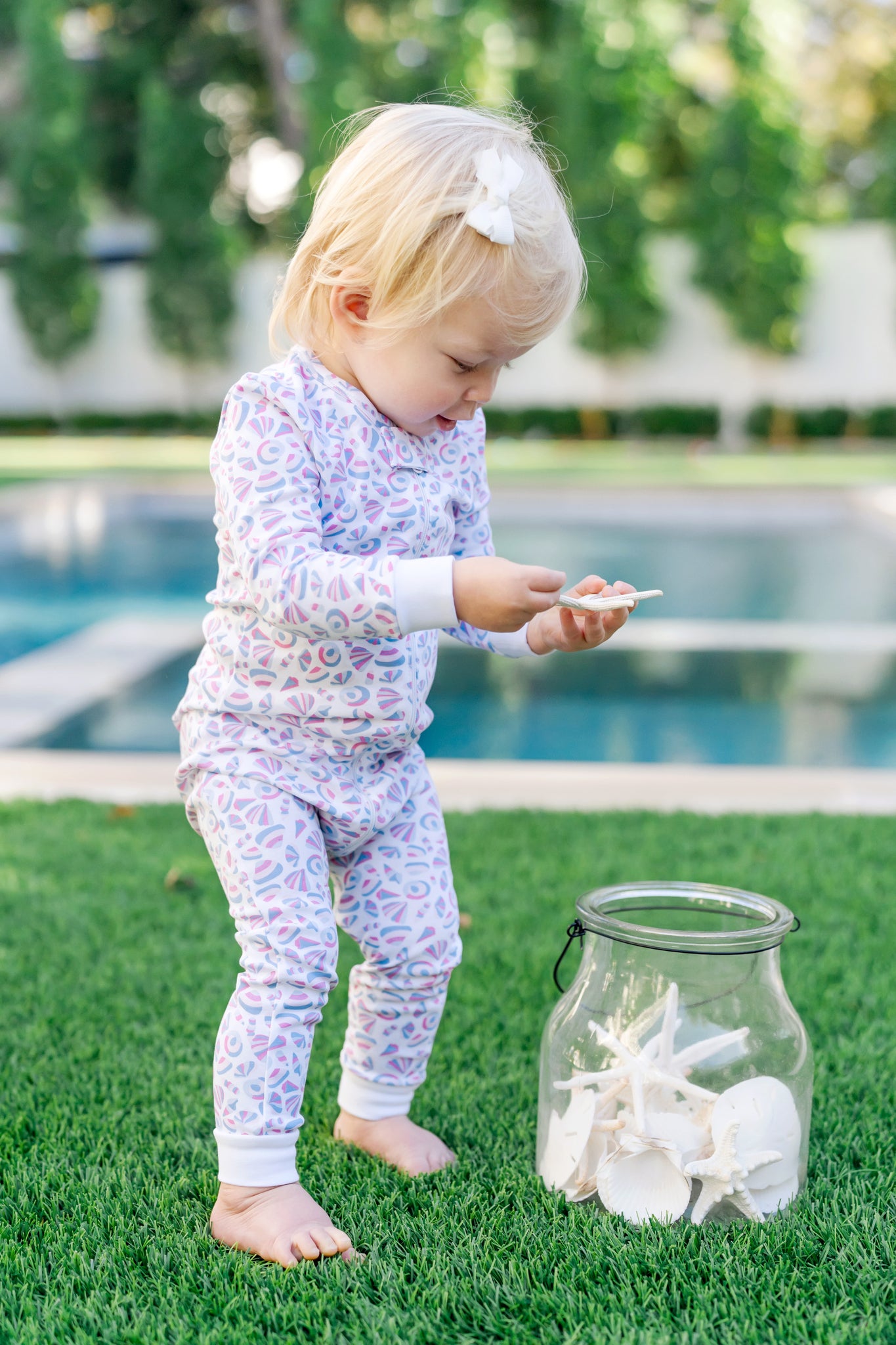 Buy Parker Girls' Zipper Pajama - Seashells on the Seashore kids clothing online