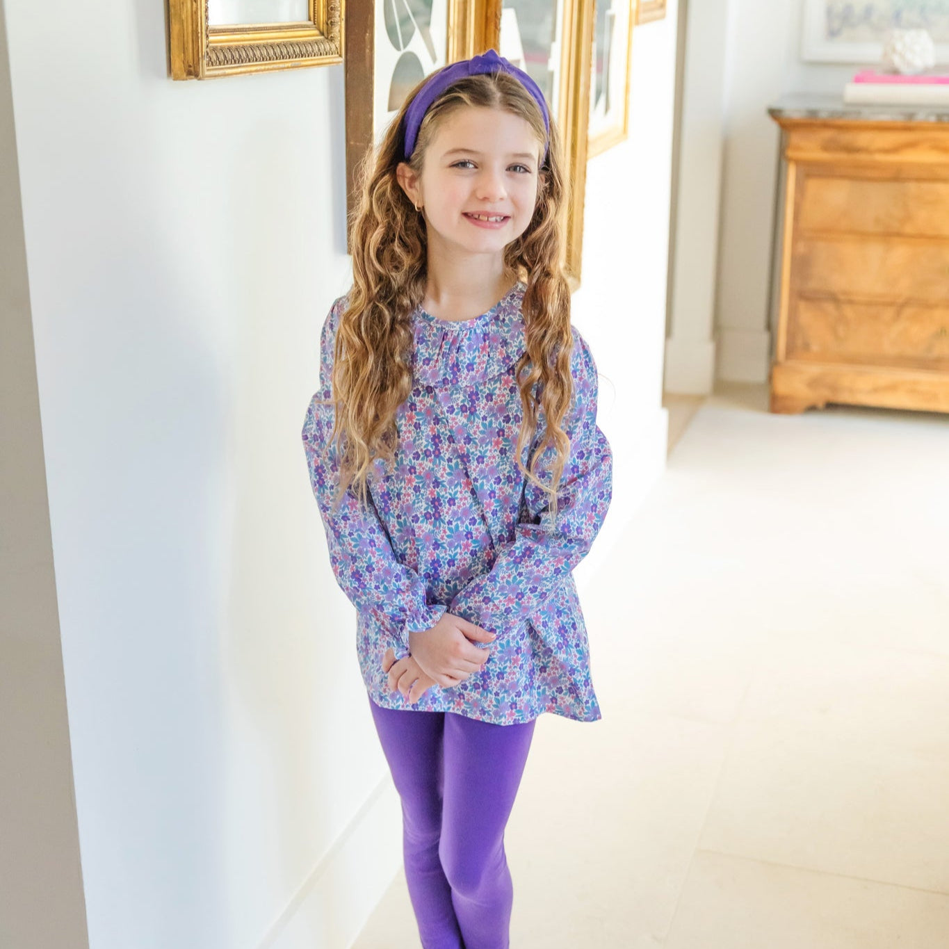 Emma Set Girls' Legging Set Blackberry Floral dress for girls premium quality