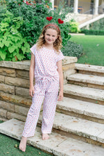 Merrick Girls' Pant Set Heart to Heart Pink soft cotton kids fashion wear