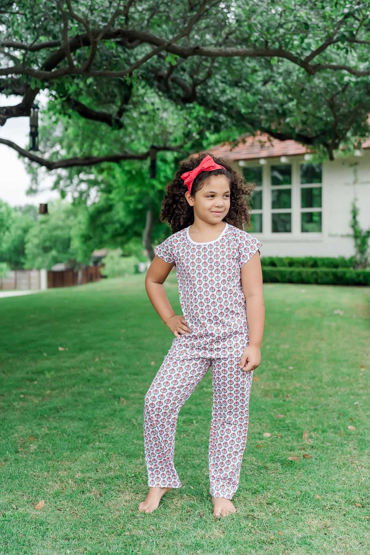 Merrick Girls' Pant Set - Pink Wreaths outfit perfect for everyday wear