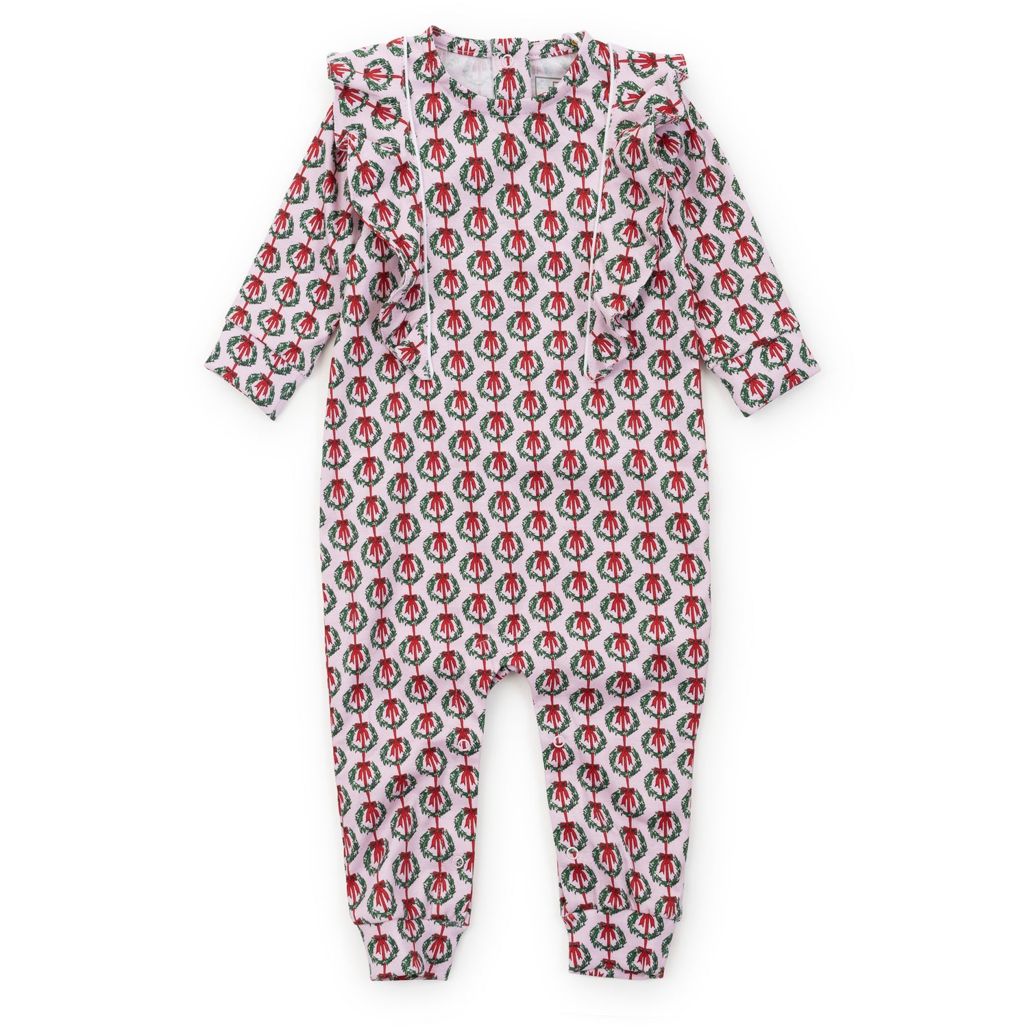 Evelyn Girls' Romper Pink Wreaths