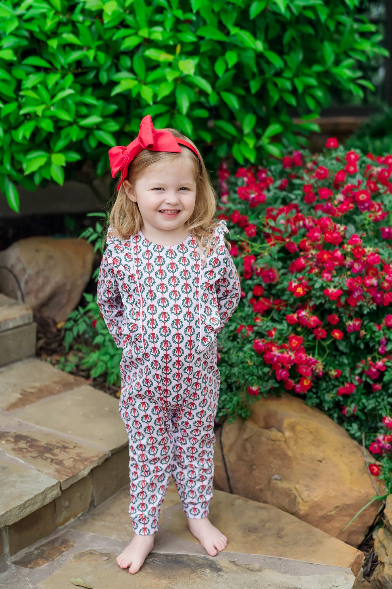 Buy Evelyn Girls' Romper Pink Wreaths kids clothing online
