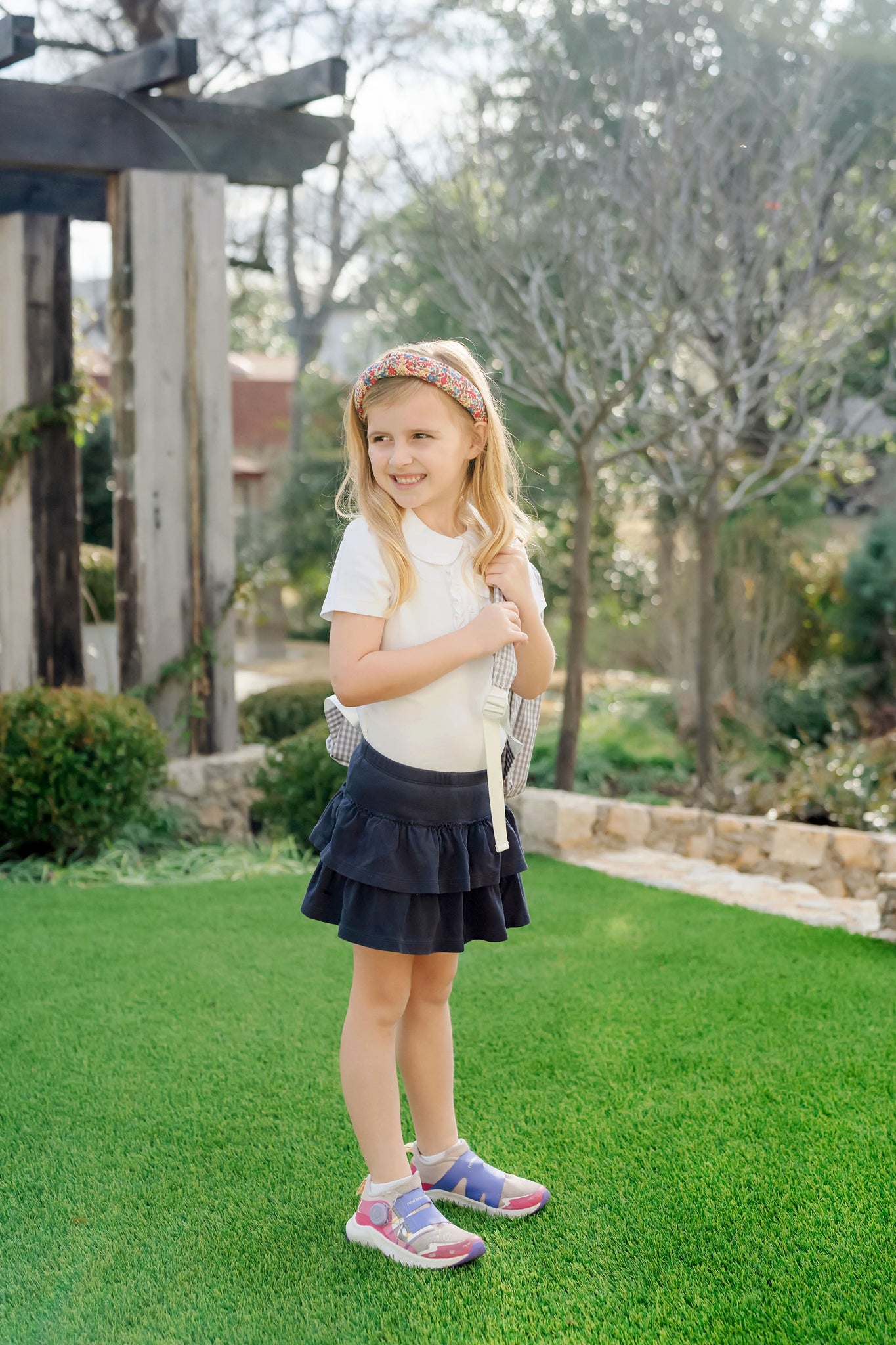 Maggie Girls' Tiered Pima Cotton Skirt Navy dress for girls premium quality