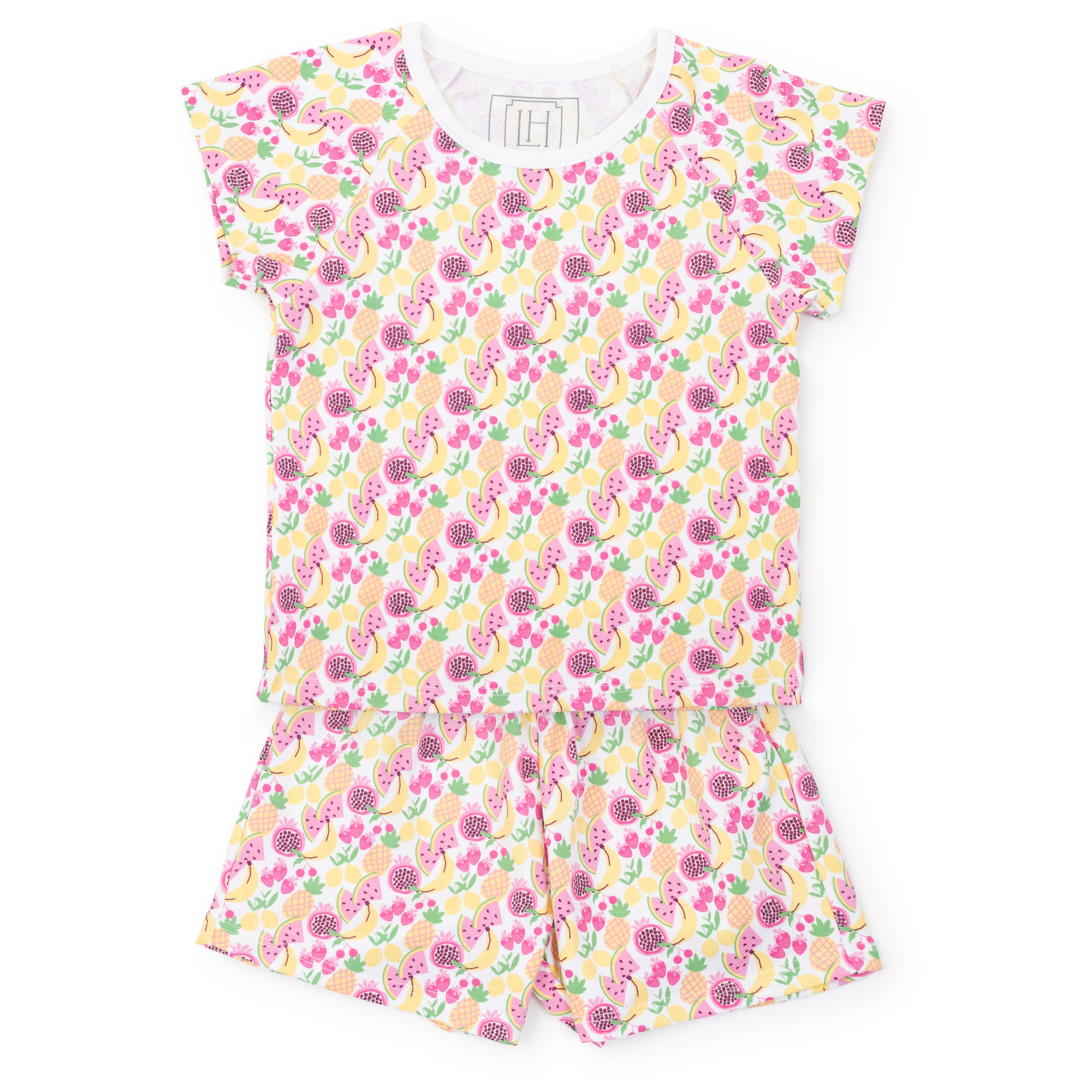 Emery Girls' Pima Cotton Short Set - Tropical Fruit