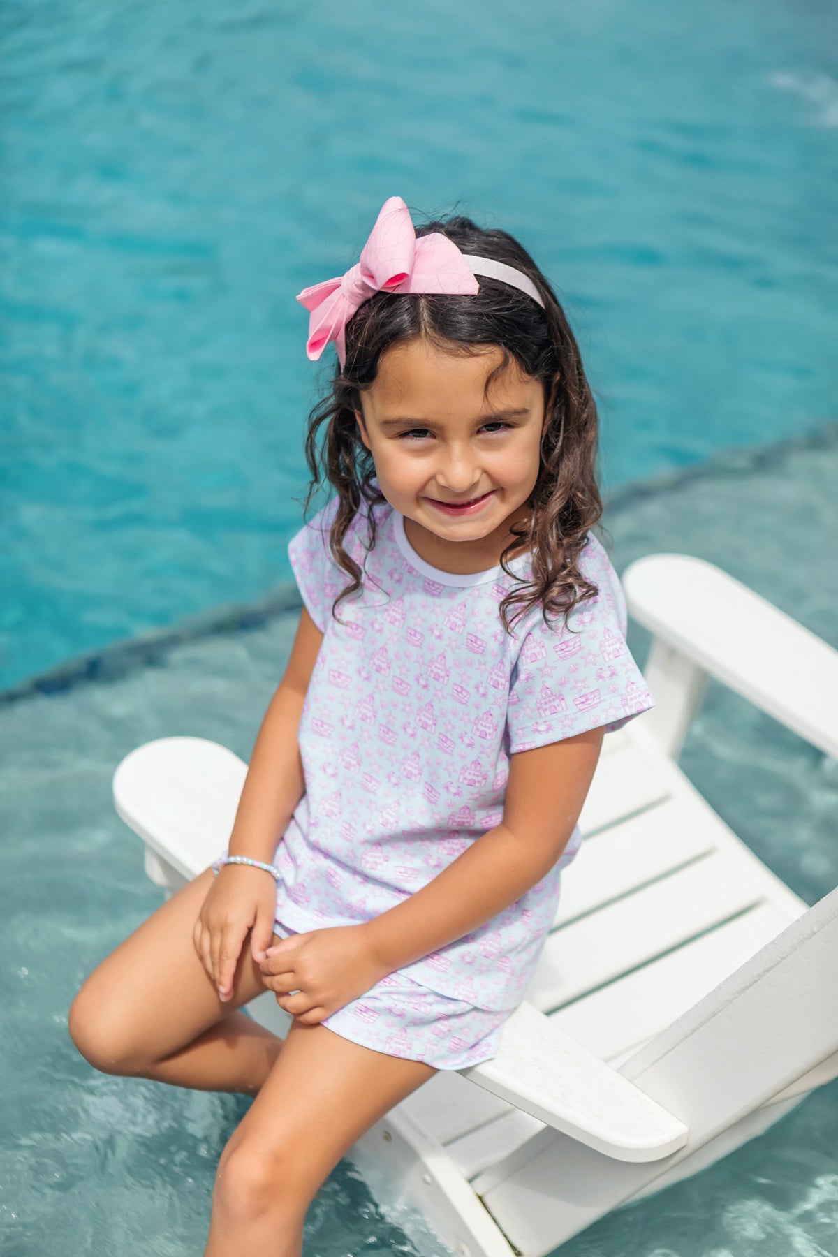 Emery Girls' Short Set - Sandcastles Pink outfit perfect for everyday wear