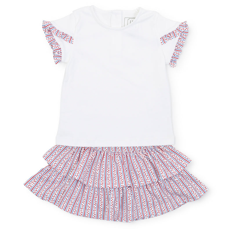 Winnie Girls' Pima Cotton Skirt Set - Stars and Stripes