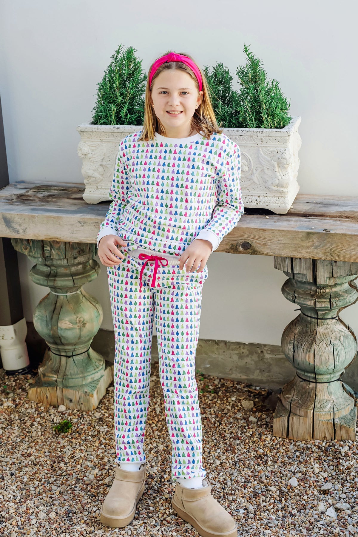 Edie Girls' Sweatshirt Jogger Set Christmas Tree Bright outfit perfect for everyday wear