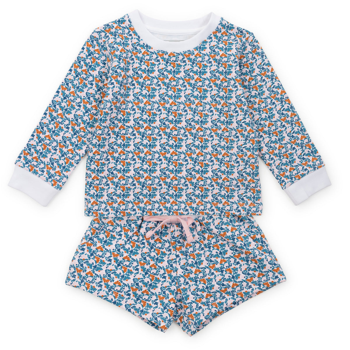 Everyday Stella Girls' Sweatshirt Short Set - Autumn Blooms Kidswear