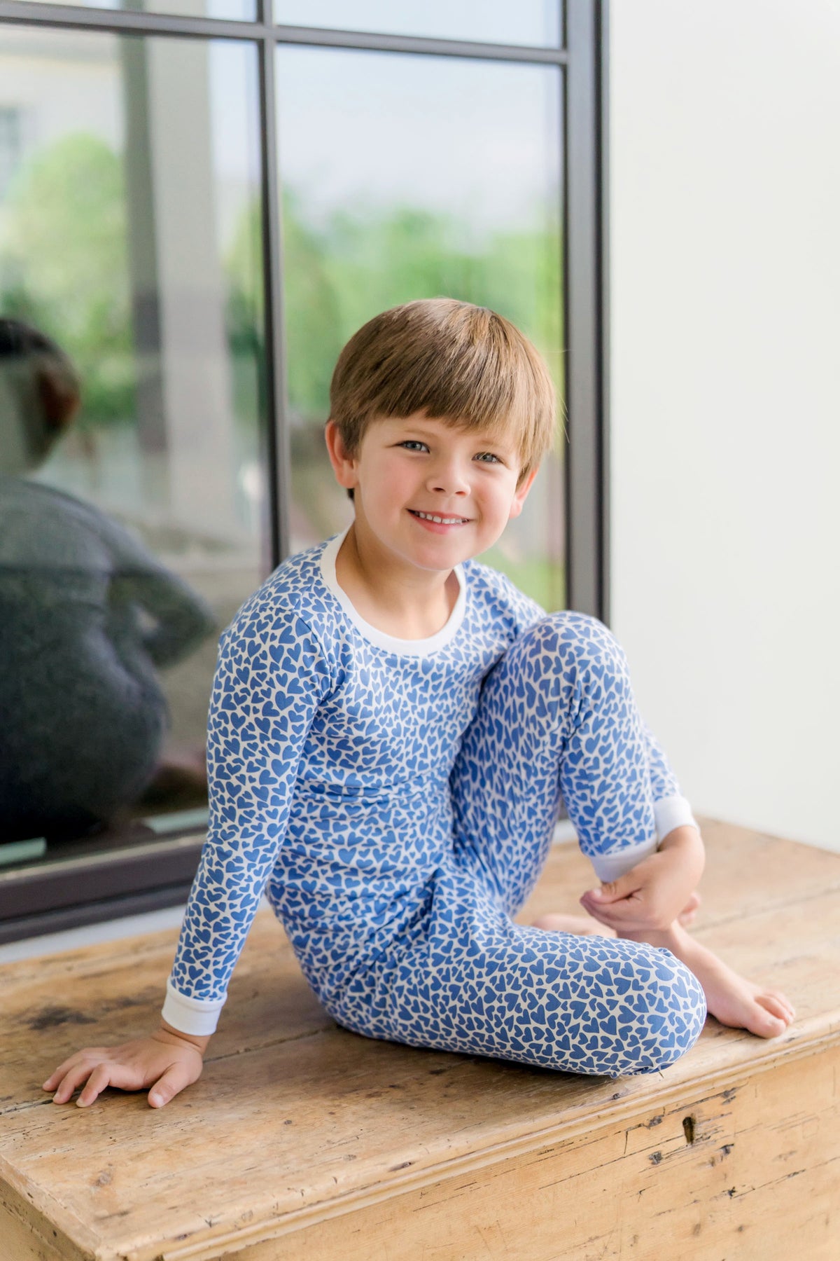 Grayson Boys' Pima Cotton Pajama Pant Set I Heart You Blue soft cotton kids fashion wear