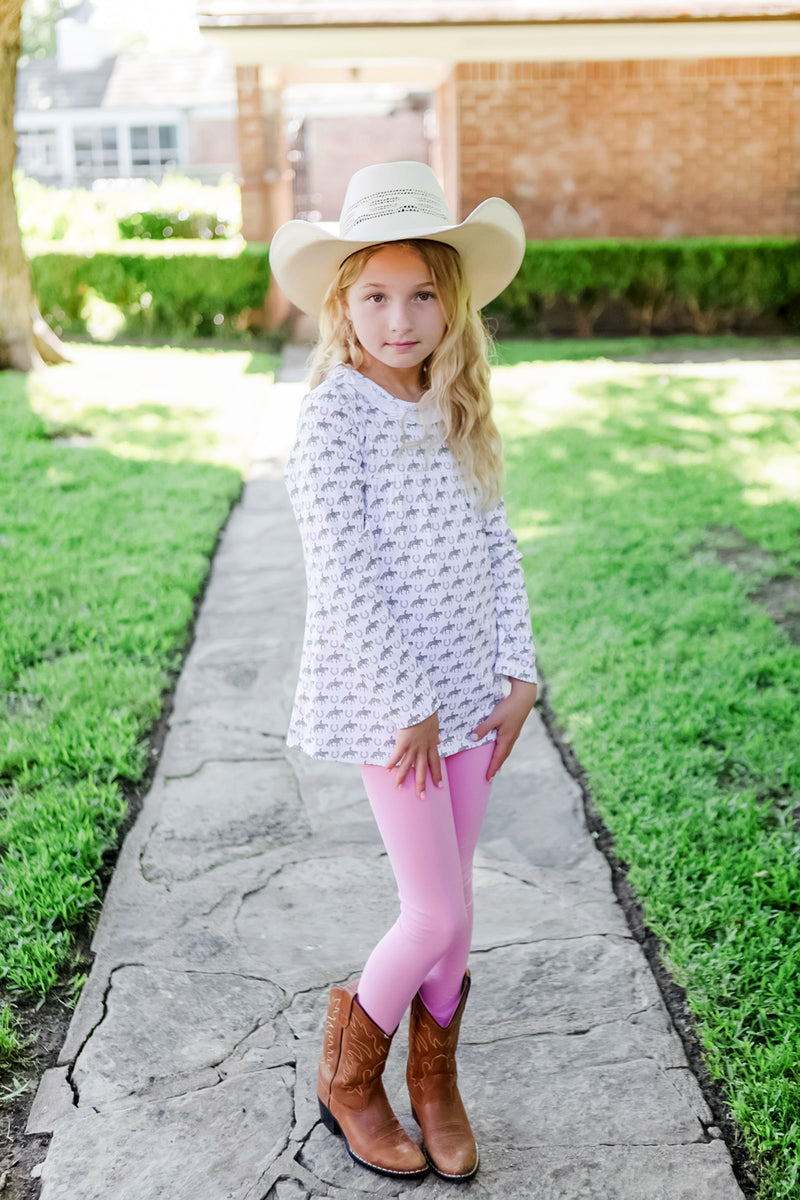 SALE Ivy Set Girls' Pima Cotton Legging Set - Rodeo Cowgirl