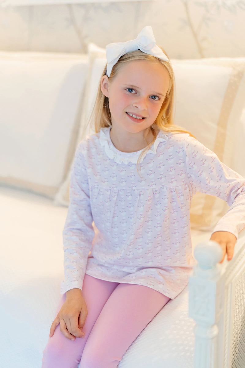 SALE Ivy Set Girls' Pima Cotton Legging Set - Snowman Pink
