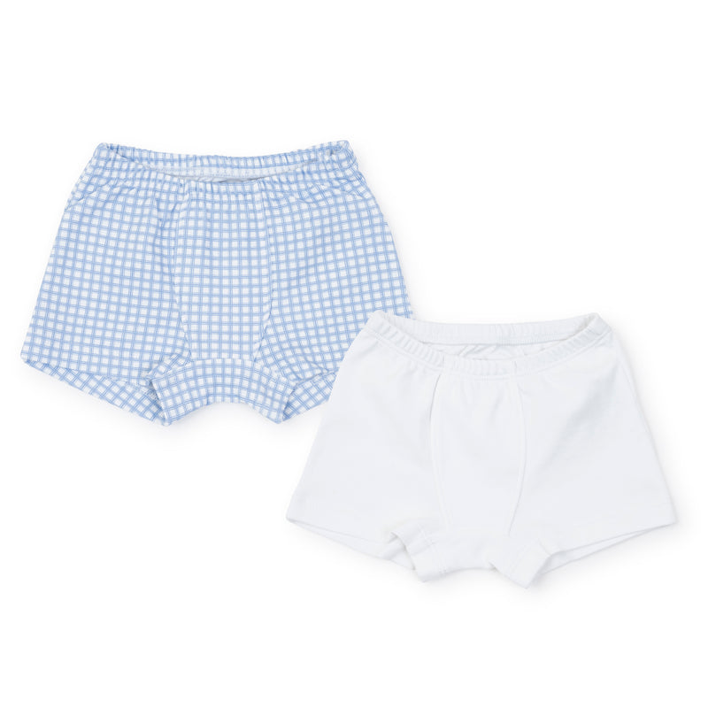 James Boys' Pima Cotton Underwear Set - Light Blue Box Plaid/White