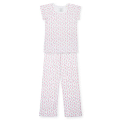 SALE Mamie Women's Pima Cotton Pajama Pant Set - Bunny Hop Pink
