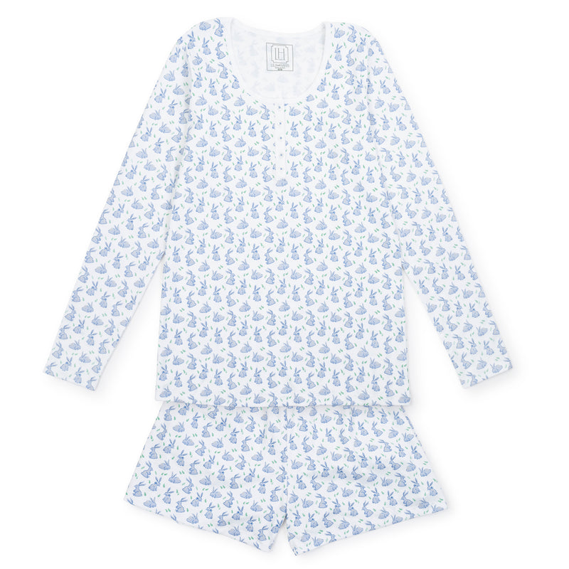 Marty Women's Pima Cotton Pajama Short Set - Bunny Hop Blue