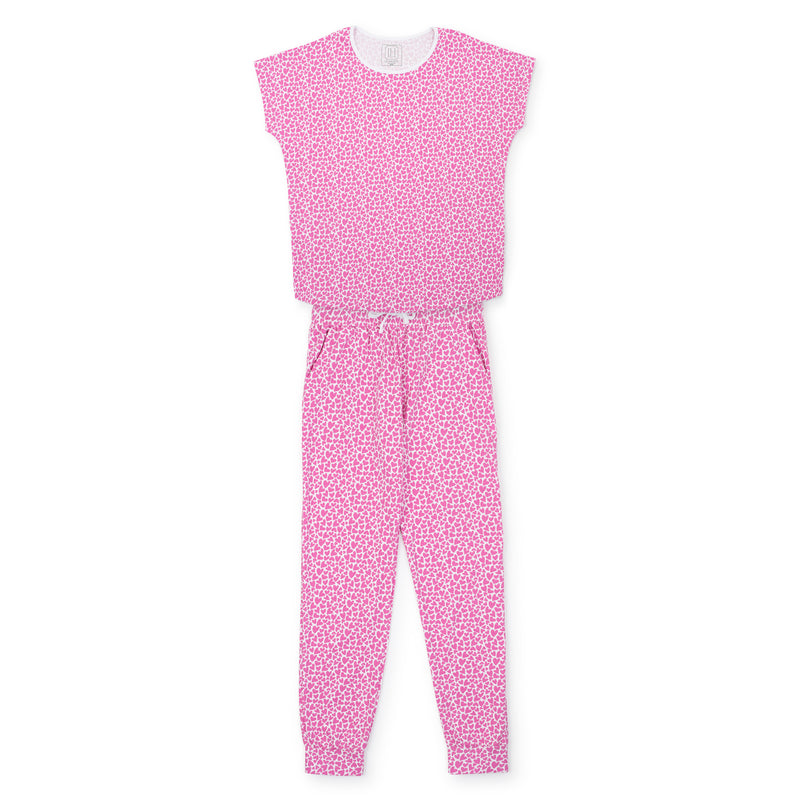 SALE Melanie Women's Pajama Jogger Pant Set - I Heart You Pink