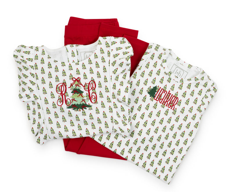 Marcia Women's Pima Cotton Pajama Pant Set - Oh Christmas Tree