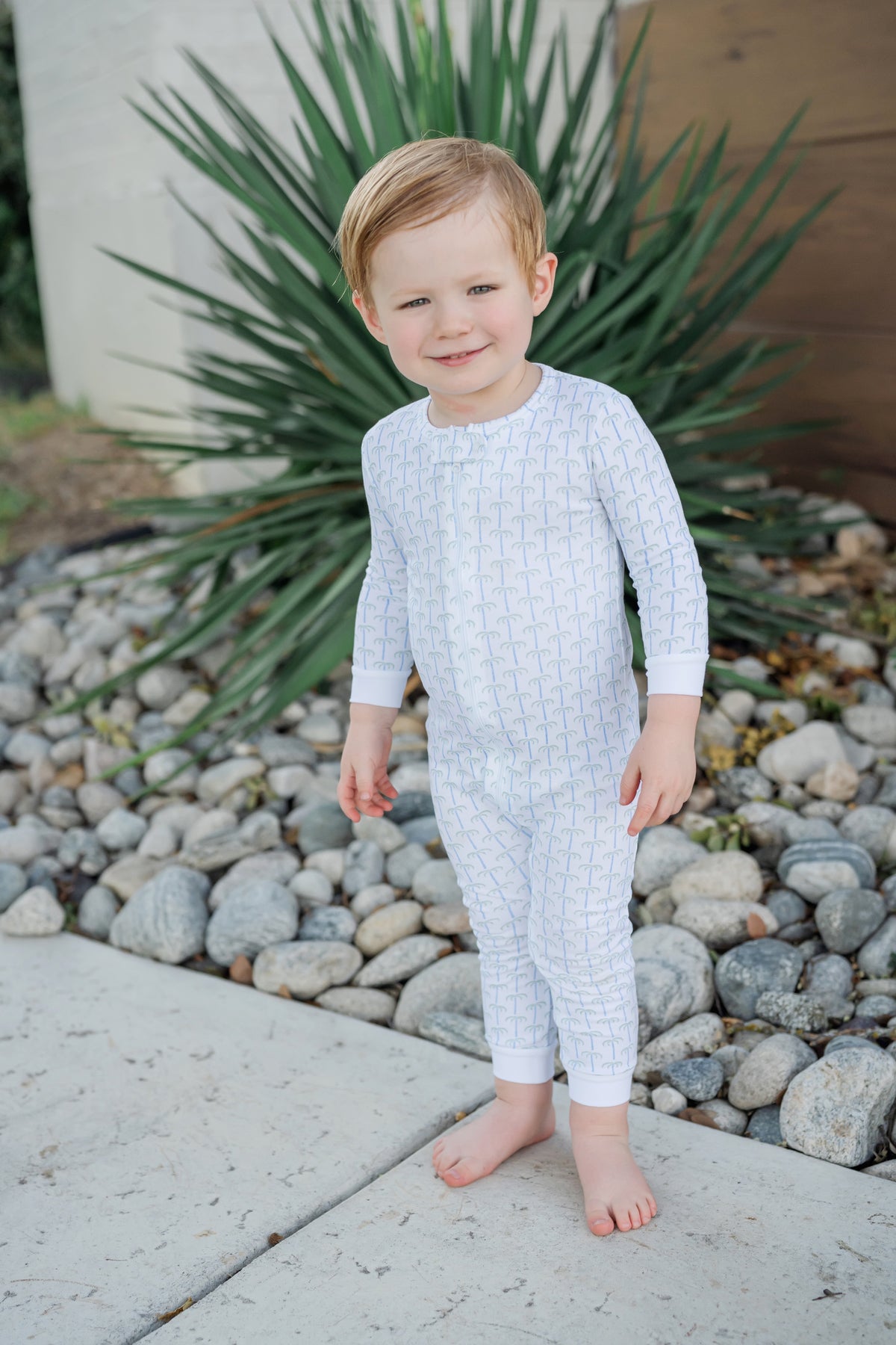 Parker Boys' Zipper Pajama - Pacific Palms Blue soft cotton kids fashion wear