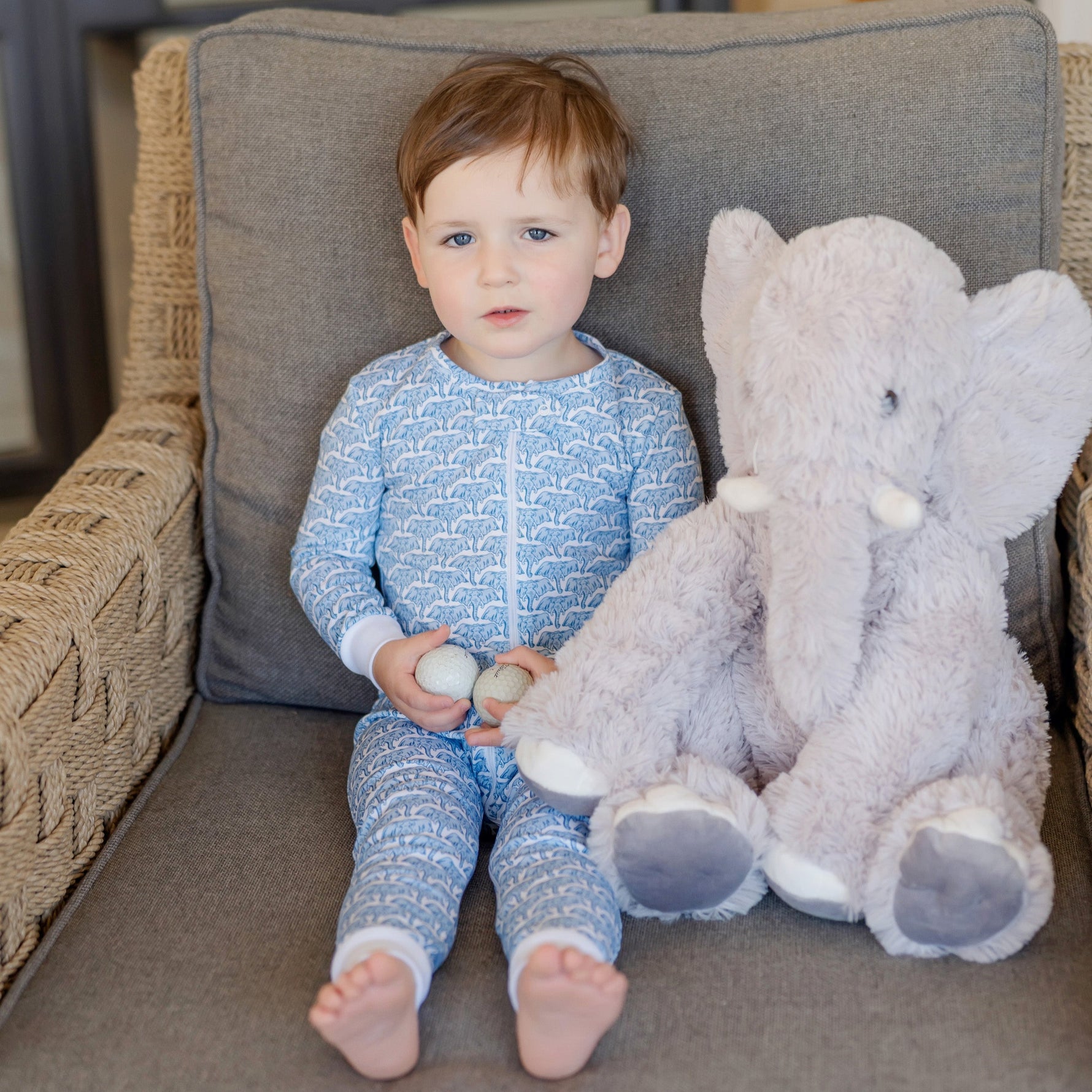 Buy Parker Boys' Zipper Pajama - African Elephants Blue kids clothing online