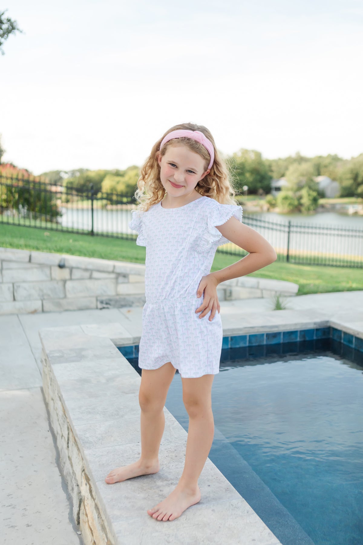 Rae Girls' Pima Cotton Romper Pacific Palms Pink soft cotton kids fashion wear