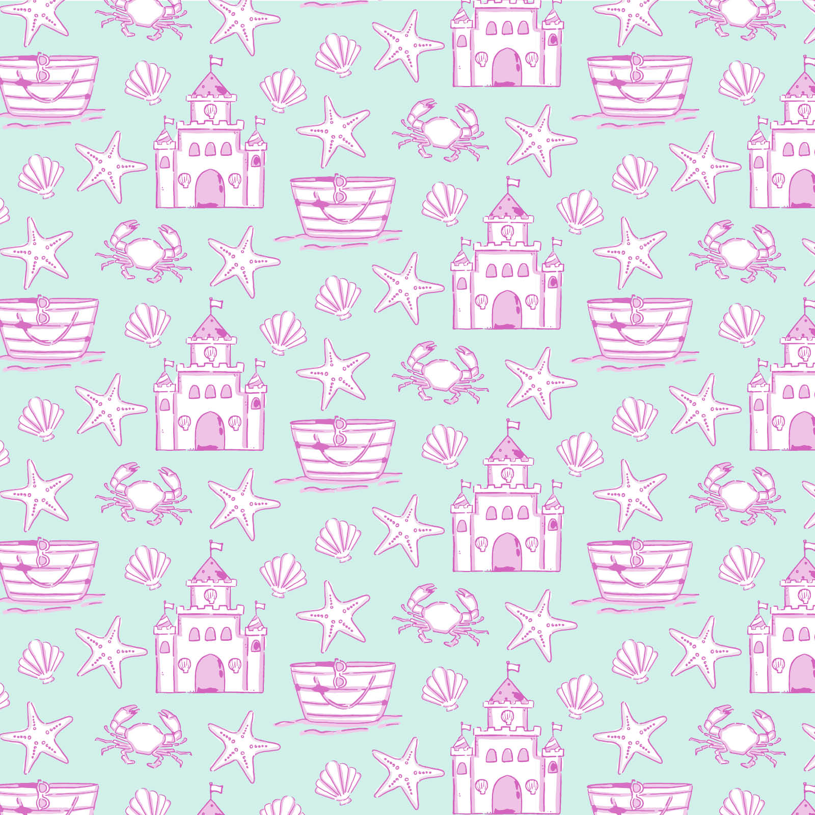 Rae Girls' Romper - Sandcastles Pink