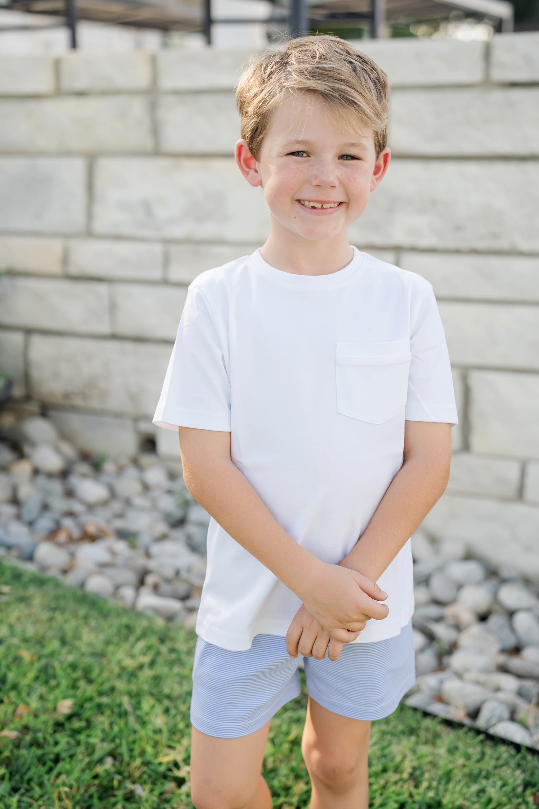 Buy Sawyer Boys' Play Shorts Blue Stripes kids clothing online