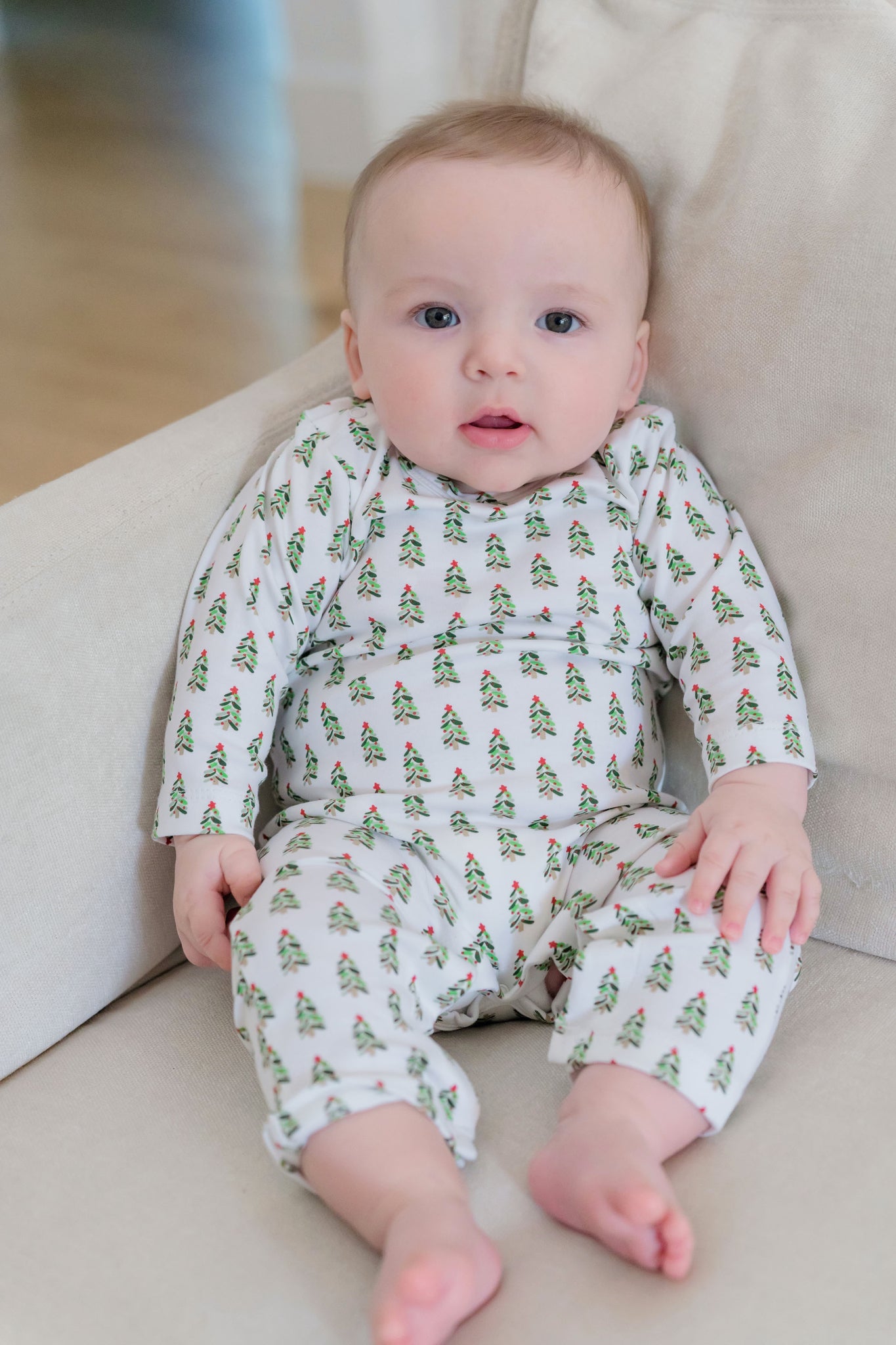 Thompson Boys' Pima Cotton Romper - Oh Christmas Tree