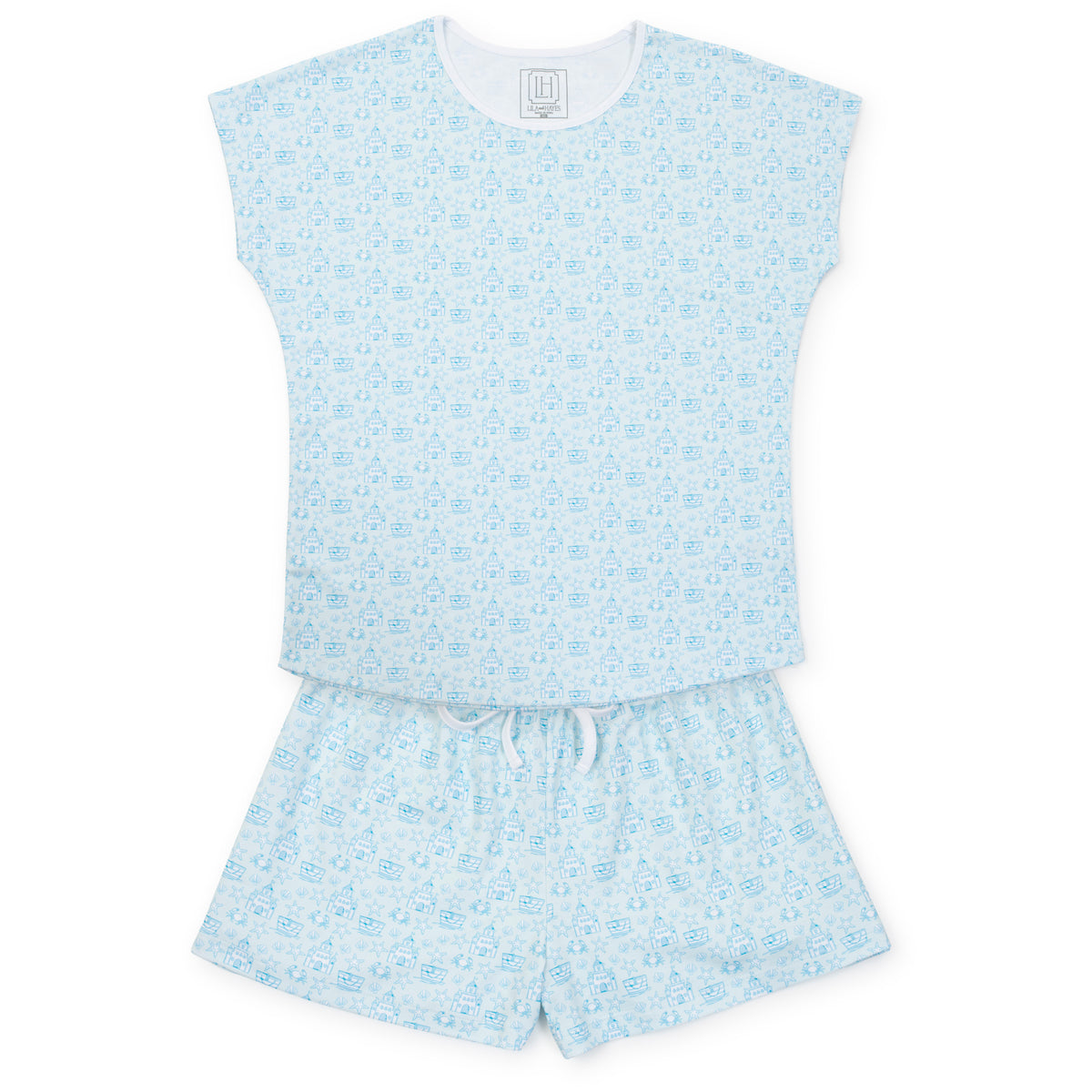 Everyday Riley Women's Pajama Short Set - Sandcastles Blue Kidswear