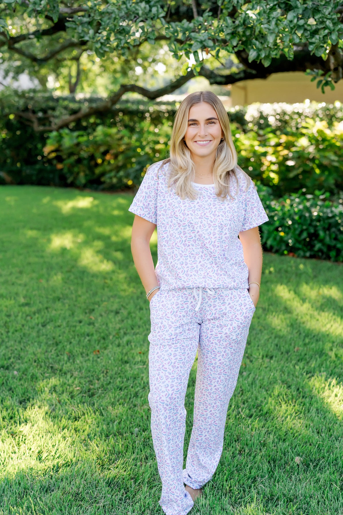 Marcia Women's Pajama Pant Set - Seashells on the Seashore outfit perfect for everyday wear