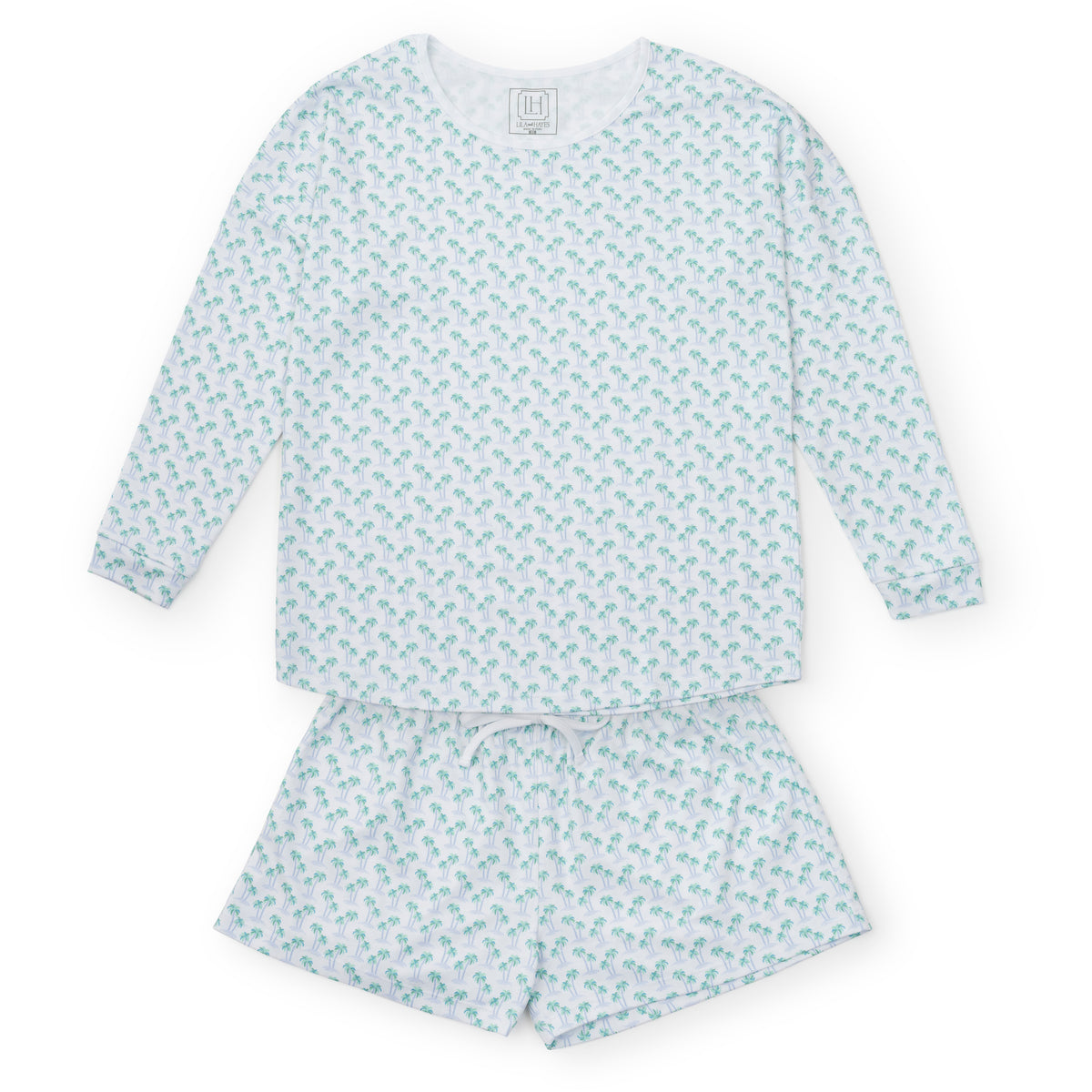 Everyday Anna Women's Longsleeve & Short Set - Palm Tree Isle Blue Kidswear