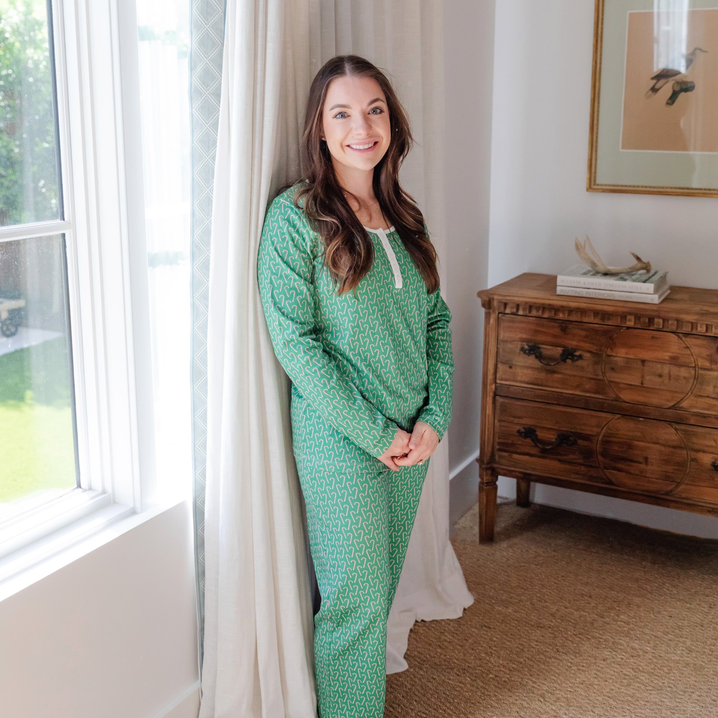 Calli Women's Longsleeve Pajama Pant Set - Candy Cane Lane