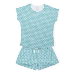Riley Women's Pima Cotton Pajama Short Set - Cool Blooms