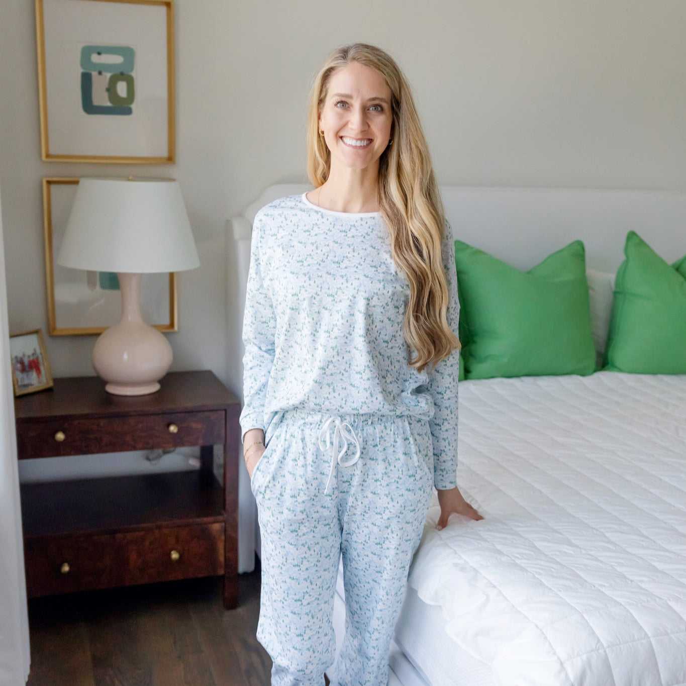 Audrey Women's Longsleeve Top Pant Set - Snow-Capped Mountains