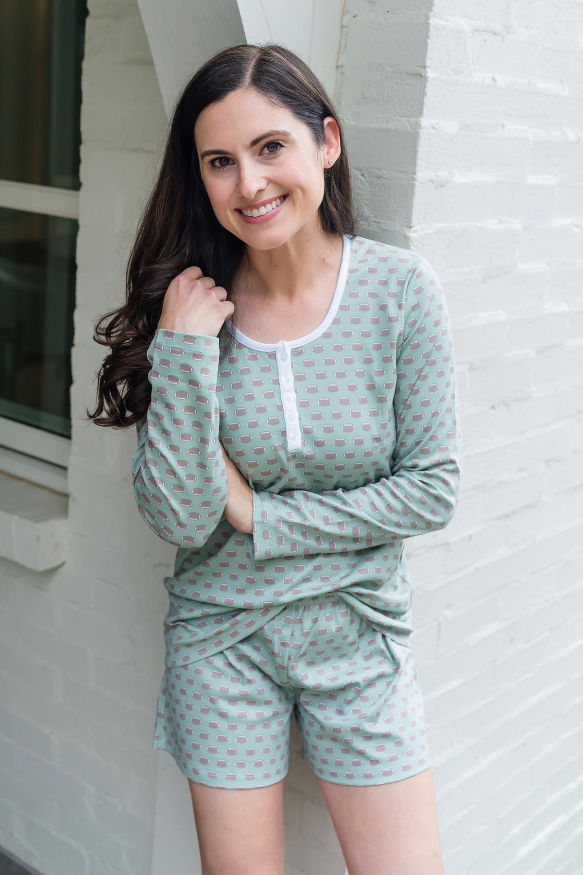 Marty Women's Pajama Short Set Football outfit perfect for everyday wear