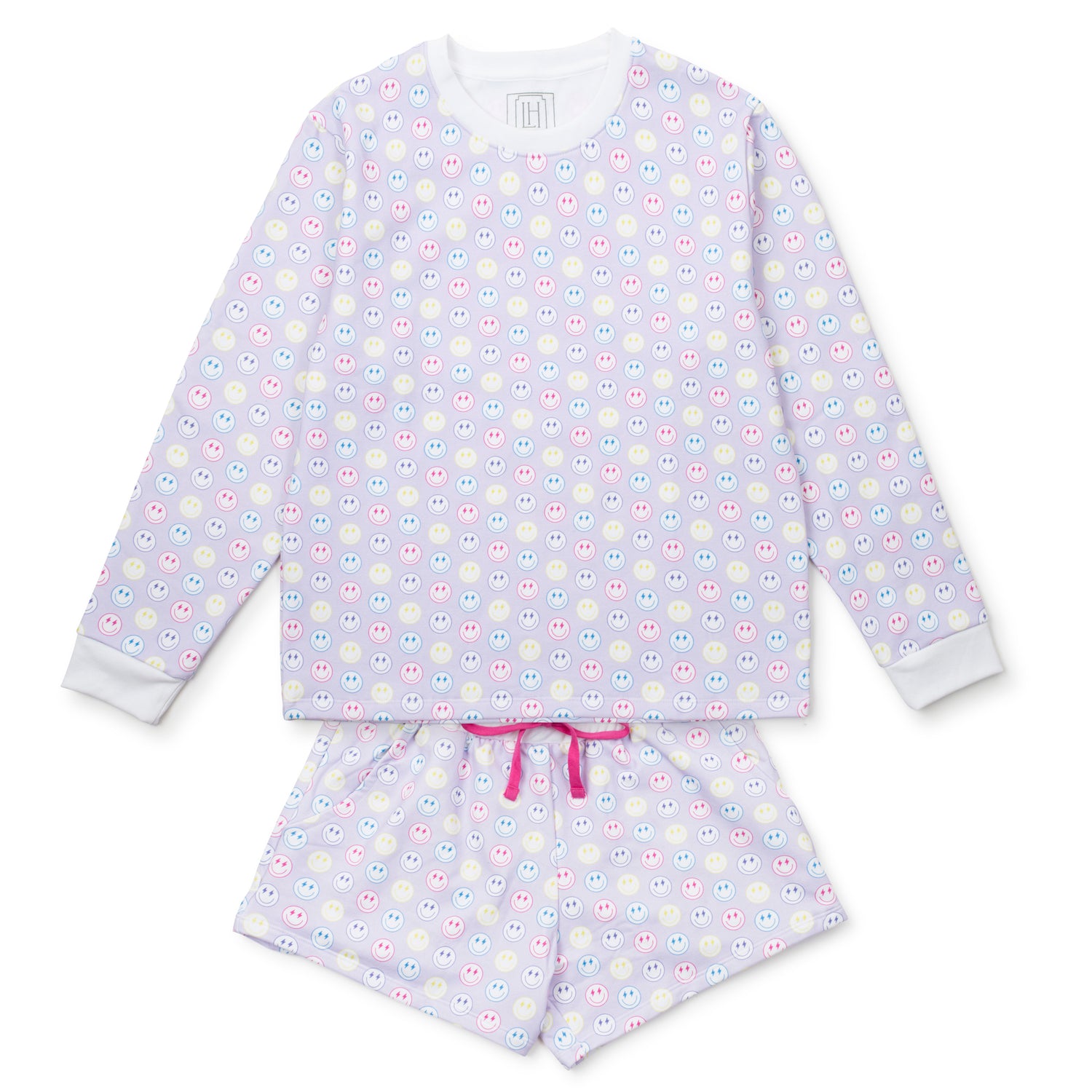 Janann Women's Sweatshirt Short Set Preppy Smiles